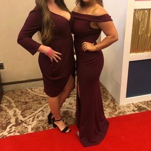 Burgundy off the shoulder dress